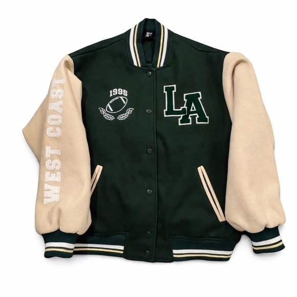 Forever 21 Jackets & Blazers - Forever 21 Green and Tan Varsity Jacket